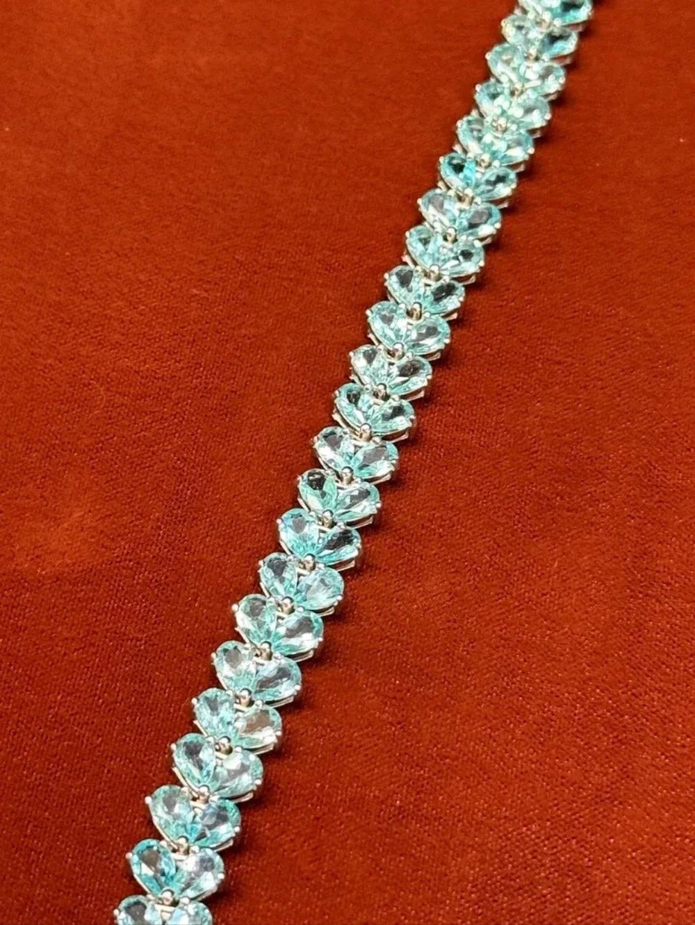 Sterling Silver 22.32 TCW Madagascar Paraiba Apatite Bracelet